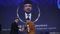 Penghargaan detikcom Awards digelar di Westin Hotel, Jakarta Selatan, Kamis (21/9/2023). Menag Yaqut berhalangan hadir dan diwakilkan dari pihak Kemenag.  