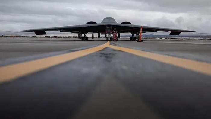 B-2 Spirit Bomber from the US Air Force is seen in Nevada, January 23, 2024. (Reuters)