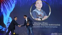Country Director Xiaomi Indonesia, Wentao Zhao meraih detikcom Awards 2024. Xiaomi membuat banyak gebrakan dalam kepimpinannya yang solid.