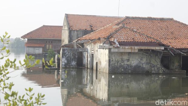 Potret abrasi dan rob di Desa Legonwetan, Kecamatan Legonkulon, Kabupaten Subang