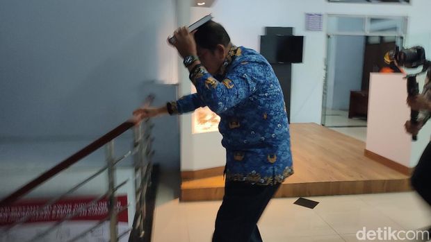 Simulasi gempa di Kantor Setda Kabupaten Ciamis.
