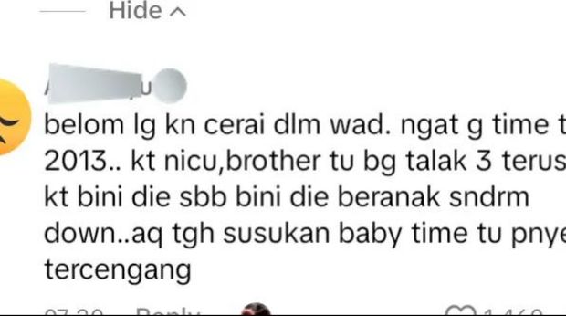Viral curhat wanita yang dijatuhkan talak tiga oleh suaminya saat masih berada di ruangan NICU, usai melahirkan anak berkebutuhan khusus. Viral curhat wanita yang dijatuhkan talak tiga oleh suaminya saat masih berada di ruangan NICU, usai melahirkan anak berkebutuhan khusus.