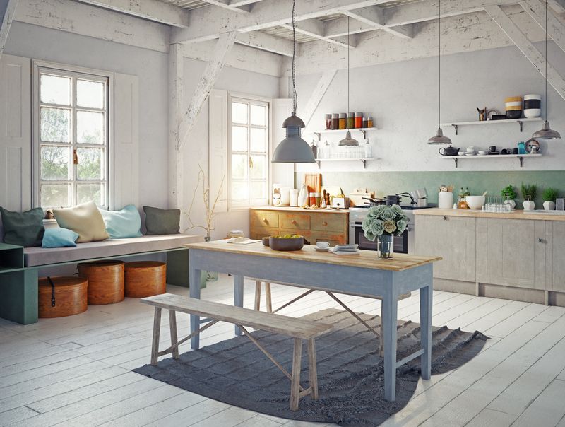 vintage style kitchen interior. 3d rendering concept design
