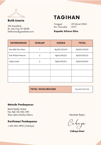 Contoh Invoice Tagihan.
