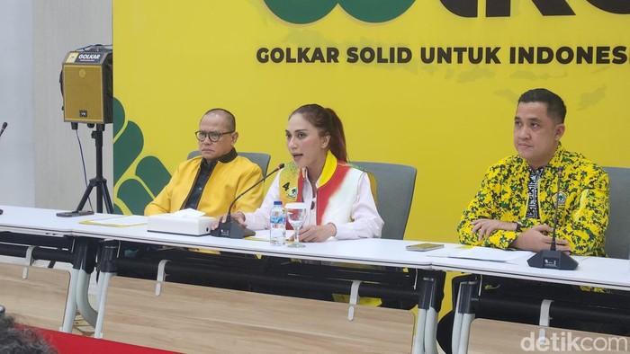 Ketua Penyelenggara HUT ke-60 Partai Golkar, Sari Yuliati, di DPP Partai Golkar, Jakarta Barat, Jumat (18/10/2024). Foto: Adrial/detikcom