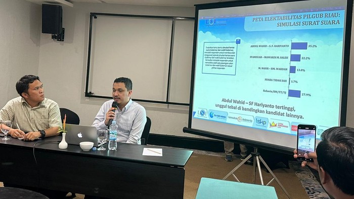LSI Denny JA saat merilis hasil survei