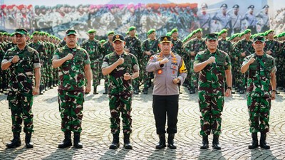 Potret Panglima TNI-Kapolri Pimpin Apel Pengamanan Pelantikan Presiden