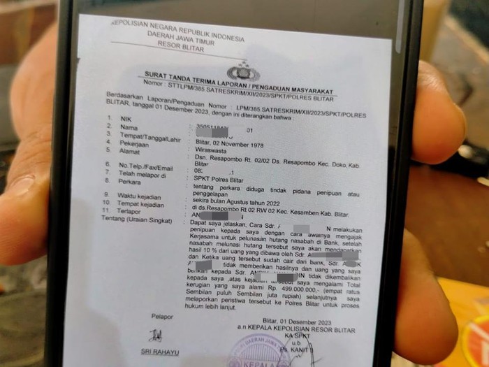 Warga di Blitar lapor polisi jadi korban penipuan