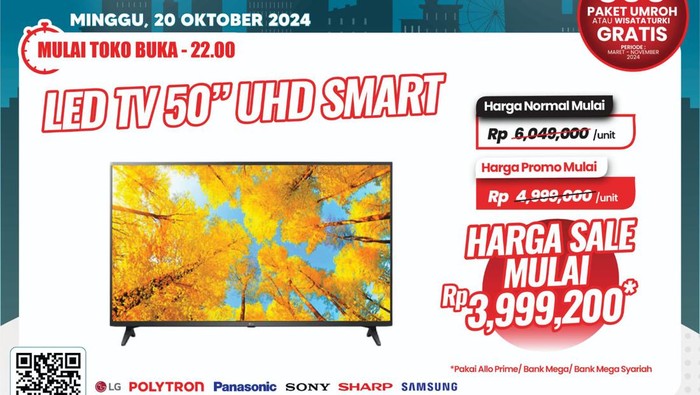 Beli TV LED di Transmart Full Day Sale Diskonnya hingga Rp 3 Jutaan