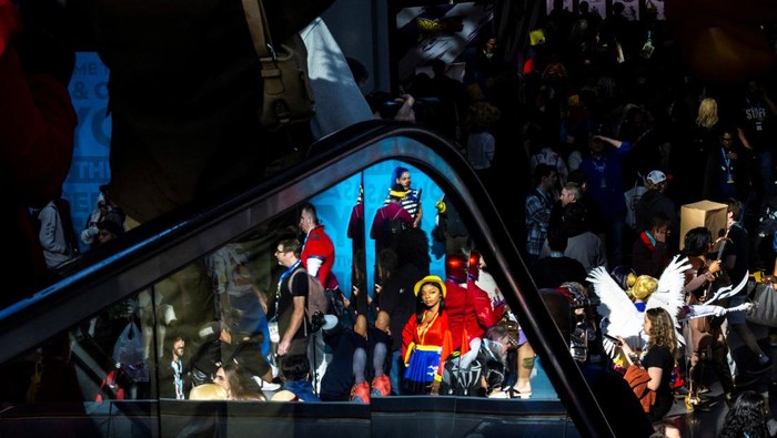 People attend in costume the 2024 New York Comic Con, at the Jacob Javits Convention Center in New York City, U.S., October 18, 2024.   REUTERS/Eduardo Munoz