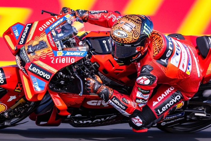 MELBOURNE, AUSTRALIA - OCTOBER 20: Francesco Bagnaia on the Ducati Lenovo Team Ducati during the Australian MotoGP race at Phillip Island Grand Prix Circuit on October 20, 2024 in Melbourne, Australia. (Photo by Santanu Banik/Speed Media/Icon Sportswire via Getty Images)