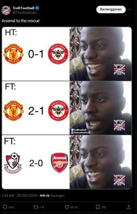 Bournemouth berhasil mengalahkan 10 pemain Arsenal 2-0. Satu pemain The Gunners yang dapat kartu merah adalah William Saliba. Berikut deretan meme kekalahannya.