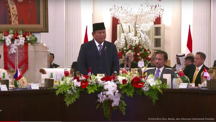 Jamuan makam malan perdana Presiden Prabowo Subianto. (Dok YouTube Sekretariat Presiden)