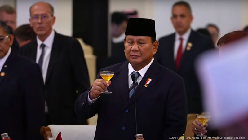 Jamuan makam malan perdana Presiden Prabowo Subianto. (Dok YouTube Sekretariat Presiden)