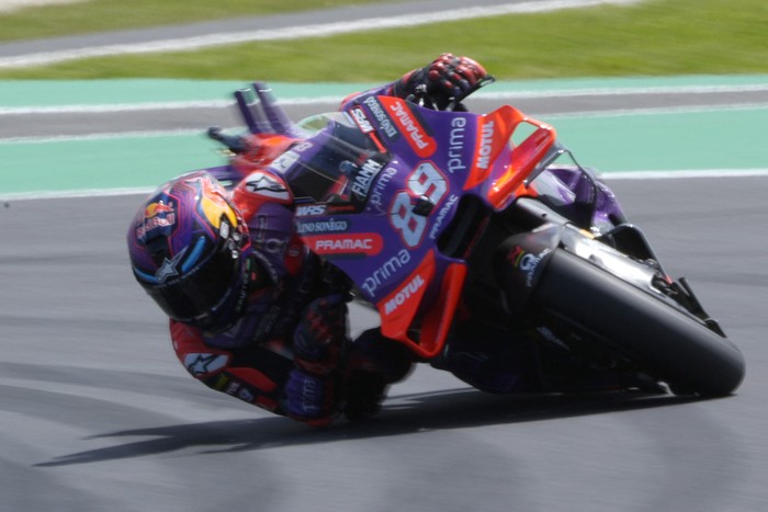 MotoGP - Australian Grand Prix - Phillip Island Grand Prix Circuit, Phillip Island, Australia - October 20, 2024 Prima Pramac Racings Jorge Martin races REUTERS/Asanka Brendon Ratnayake