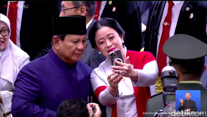 Ketua DPR RI Puan Maharani ajak selfie Prabowo Subianto usai dilantik (dok. YouTube Setpres)