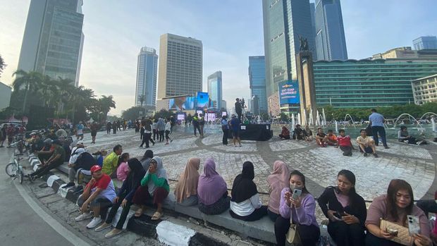 Kondisi Bundaran HI jelang pelantikan Prabowo-Gibran