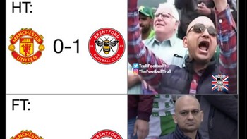 Bukannya senang, malah heran Manchester United menang. Foto: (Twitter).