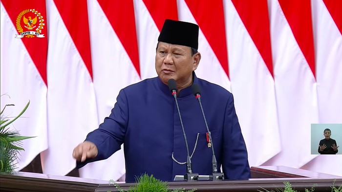 Prabowo Subianto berpidato perdana sebagai Presiden RI. (YouTube MPR RI)