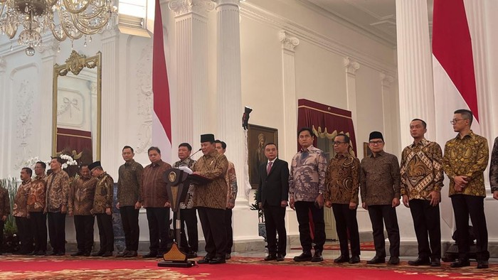 Prabowo umumkan Kabinet Merah Putih (Eva/detikcom)