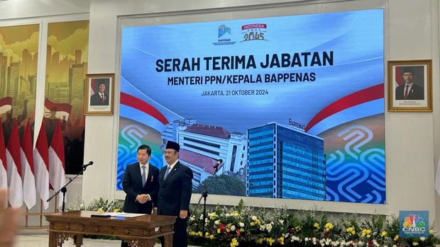 Rachmat Pambudy resmi dilantik sebagai Menteri Perencanaan Pembangunan Nasional (PPN)/Kepala Bappenas untuk periode 2024-2029. (CNBC Indonesia/Elga Nurmutia)