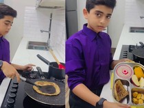 Salut! Bocah Ini Bangun Subuh Demi Masak Bekal Sendiri