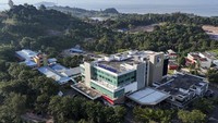 Foto udara rumah sakit BP Batam di Kawasan Ekonomi Khusus (KEK) Kesehatan Internasional, Batam, Kepulauan Riau, Selasa (22/10/2024).