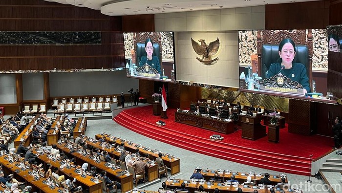 Rapat paripurna DPR RI, Selasa (22/10/2024). (Anggi Muliawati/detikcom).
