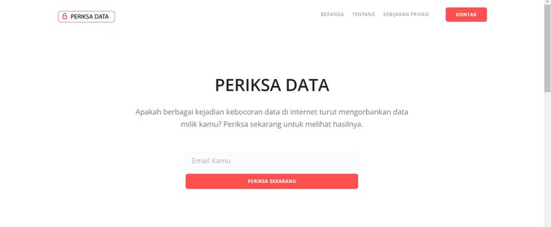 Situs Periksa Data, laman pengecekan kebocoran data pribadi.