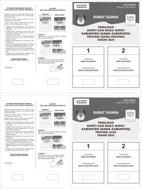 Surat Suara Braille untuk Pemilihan Bupati dan Wakil Bupati