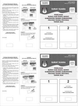 Surat Suara Braille untuk Pemilihan Bupati dan Wakil Bupati