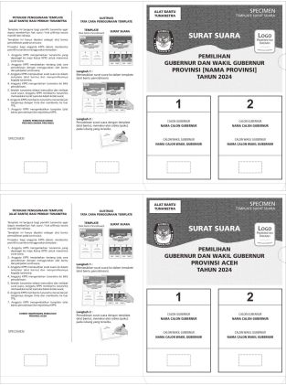 Surat Suara Braille untuk Pemilihan Gubernur dan Wakil Gubernur