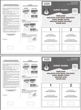 Surat Suara Braille untuk Pemilihan Wali Kota dan Wakil Wali Kota