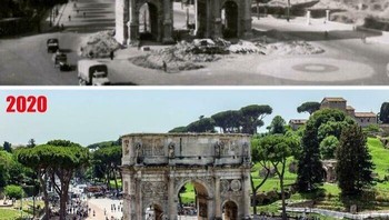 Arch Of Constantine Di Roma 1943 vs 2020 Foto: Boredpanda