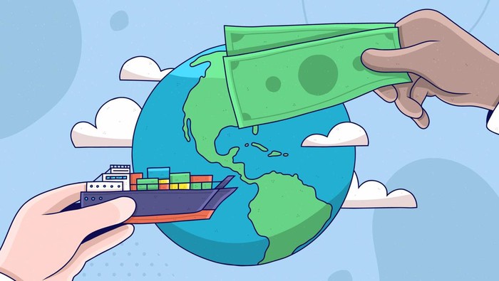 Ilustrasi pertukaran barang di dunia ekonomi