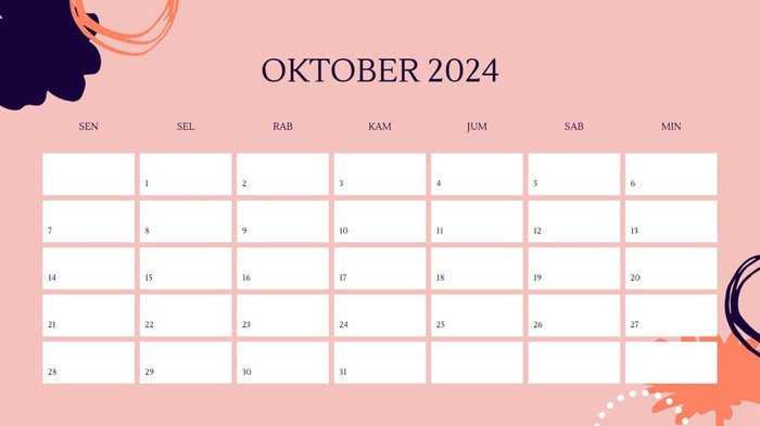 Kalender Oktober 2024.