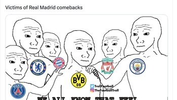 Tak hanya Dortmund, banyak klub lain juga merasakan comeback menyakitkan Real Madrid. Foto: X.com
