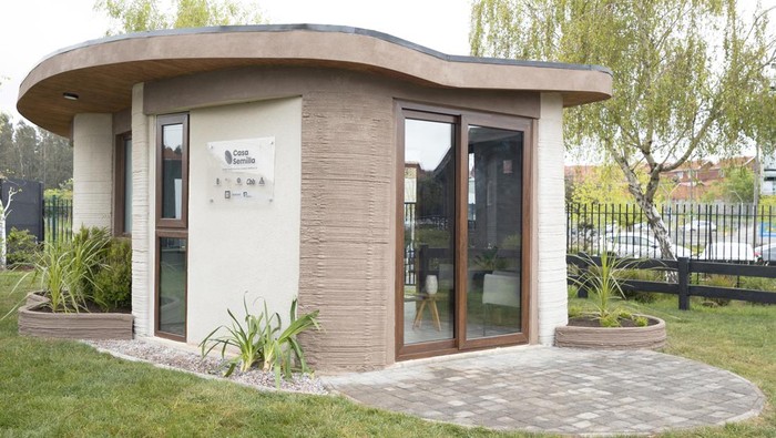 A house known as 'Casa Semilla', Latin America's first 3D-printed prototype house, made by a Bio Bio University team, is presented in Concepcion, Chile in this undated handout photo obtained by Reuters on October 22, 2024. Universidad del Bio Bio/Handout via REUTERS THIS IMAGE HAS BEEN SUPPLIED BY A THIRD PARTY. MANDATORY CREDIT. NO RESALES. NO ARCHIVES.