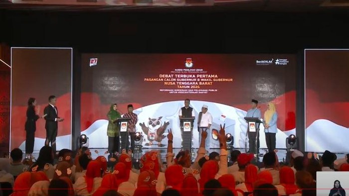 Suasana debat terbuka pertama Pemilihan Gubernur (Pilgub) NTB 2024. (Foto: Tangkapan layar Youtube KPU NTB)