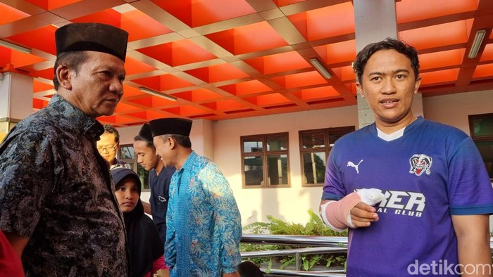 Satu dari dua korban penganiayaan di sekitar Pasar Prawirotaman, Kota Jogja saat memberikan keterangan, Kamis (24/10/2024).