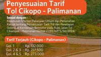 Segera Naik, Ini Rincian Tarif Baru Tol Cipali