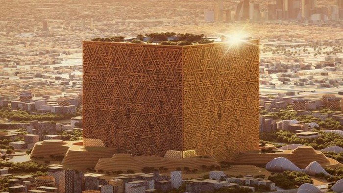 The Mukaab, kota modern di Riyadh, Arab Saudi yang disebut mirip Kabah.