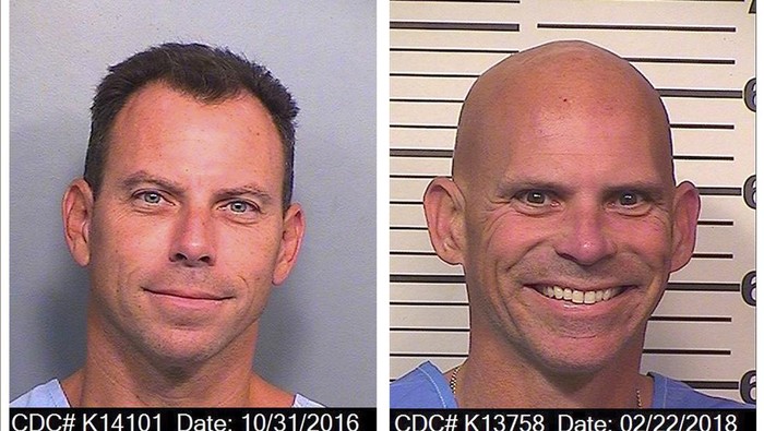 FILE - An Oct. 31, 2016, photo provided by the California Department of Corrections and Rehabilitation shows Erik Menendez, left, and a Feb. 22, 2018 photo provided by the California Department of Corrections and Rehabilitation shows Lyle Menendez. (California Department of Corrections and Rehabilitation via AP, File )