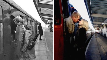Tony Wilmot tersentak mengucapkan selamat tinggal kepada pacarnya Sally di Stasiun Kereta Api Peterborough pada tahun 1980 dan setahun kemudian mereka menikah. Tony berusia 22 tahun dan bekerja di Essex sebagai guru dan Sally berusia 21 tahun dan berbasis di Stafford sebagai pejabat pemerintah daerah. Pada kesempatan ini mereka telah bertemu di Peterborough dan tidak tahu bahwa foto itu telah diambil. Itu muncul lebih dari 30 tahun kemudian di surat kabar lokal Peterborough Evening Telegraph dan dilihat oleh ayah Tony. Pasangan ini, yang sekarang menjadi kepala sekolah dan tinggal di Lichfield, Staffordshire, memiliki dua anak Tom dan Jenny yang berusia dua puluhan Foto: Chris Porsz Via Boredpanda