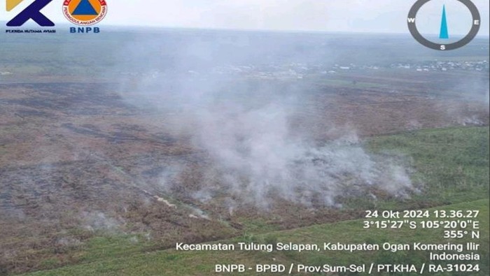 Lahan terbakar di Tulung Selapan OKI.
