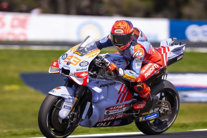 MELBOURNE, AUSTRALIA - OCTOBER 20: Race winner Marc Marquez on the Gresini Racing MotoGP Ducati during the Australian MotoGP race at Phillip Island Grand Prix Circuit on October 20, 2024 in Melbourne, Australia. (Photo by Santanu Banik/Speed Media/Icon Sportswire via Getty Images)