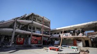 Begini kondisi bangunan sekolah di Gaza City, Jalur Gaza, Palestina, yang rusak akibat serangan Israel, Kamis (24/10/2024).  