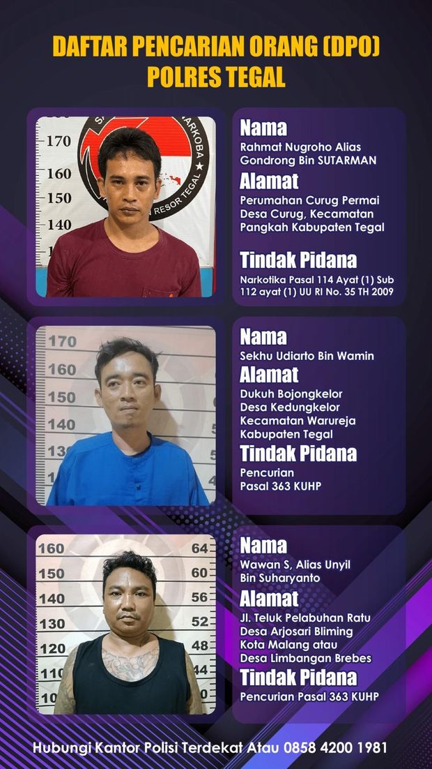 Identitas tahanan Polres Tegal yang kabur, Jumat (25/10/2024).