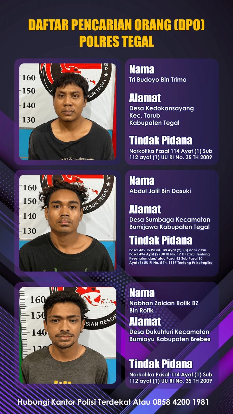 Identitas tahanan Polres Tegal yang kabur, Jumat (25/10/2024).