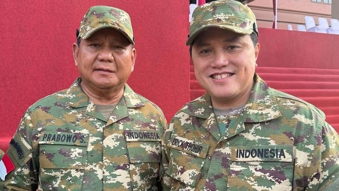 Menteri BUMN Erick Thohir dan Presiden Prabowo Subianto